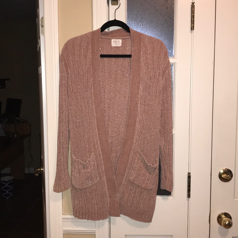 Pink chenille cardigan